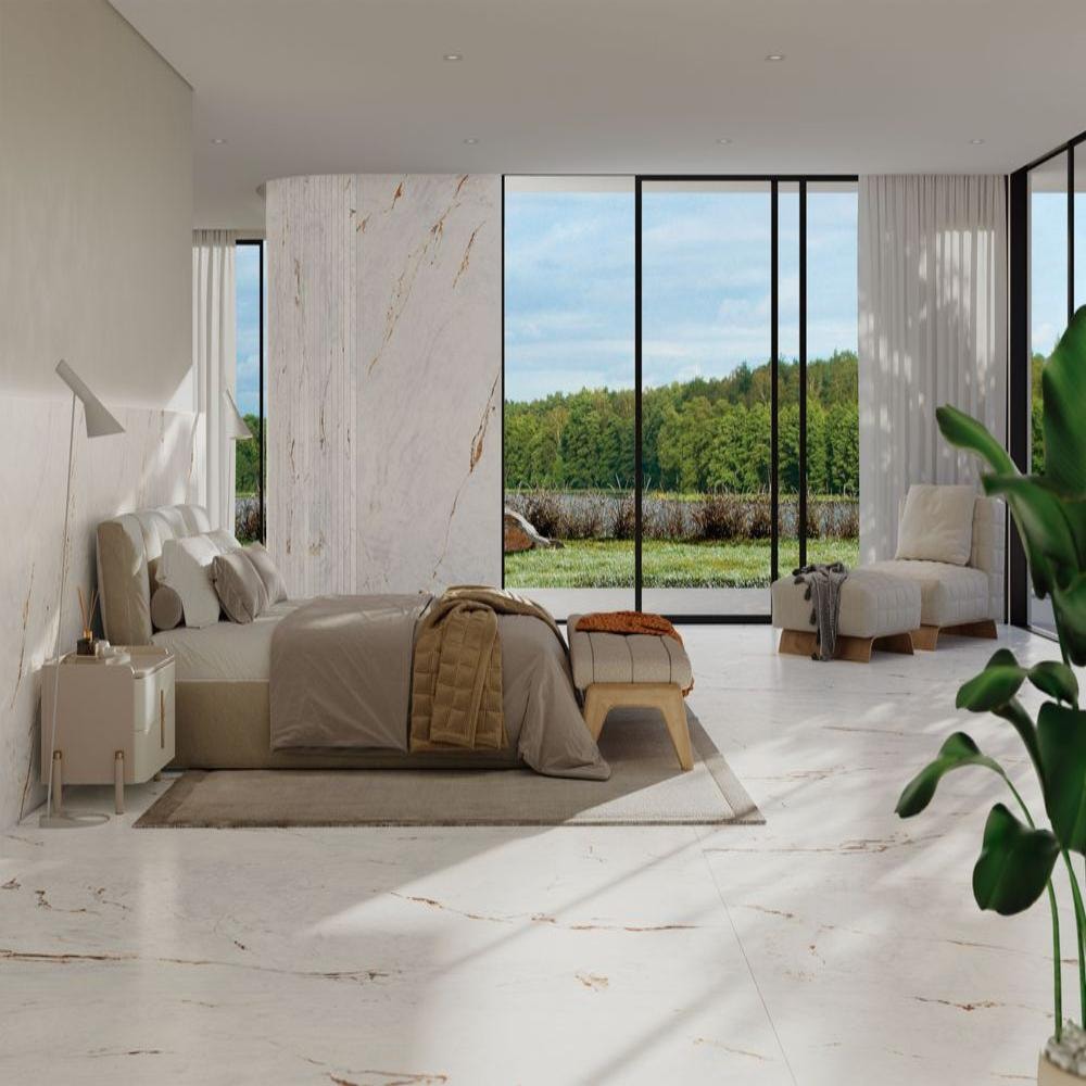 Quarto com porcelanato Portinari Paraná Gold